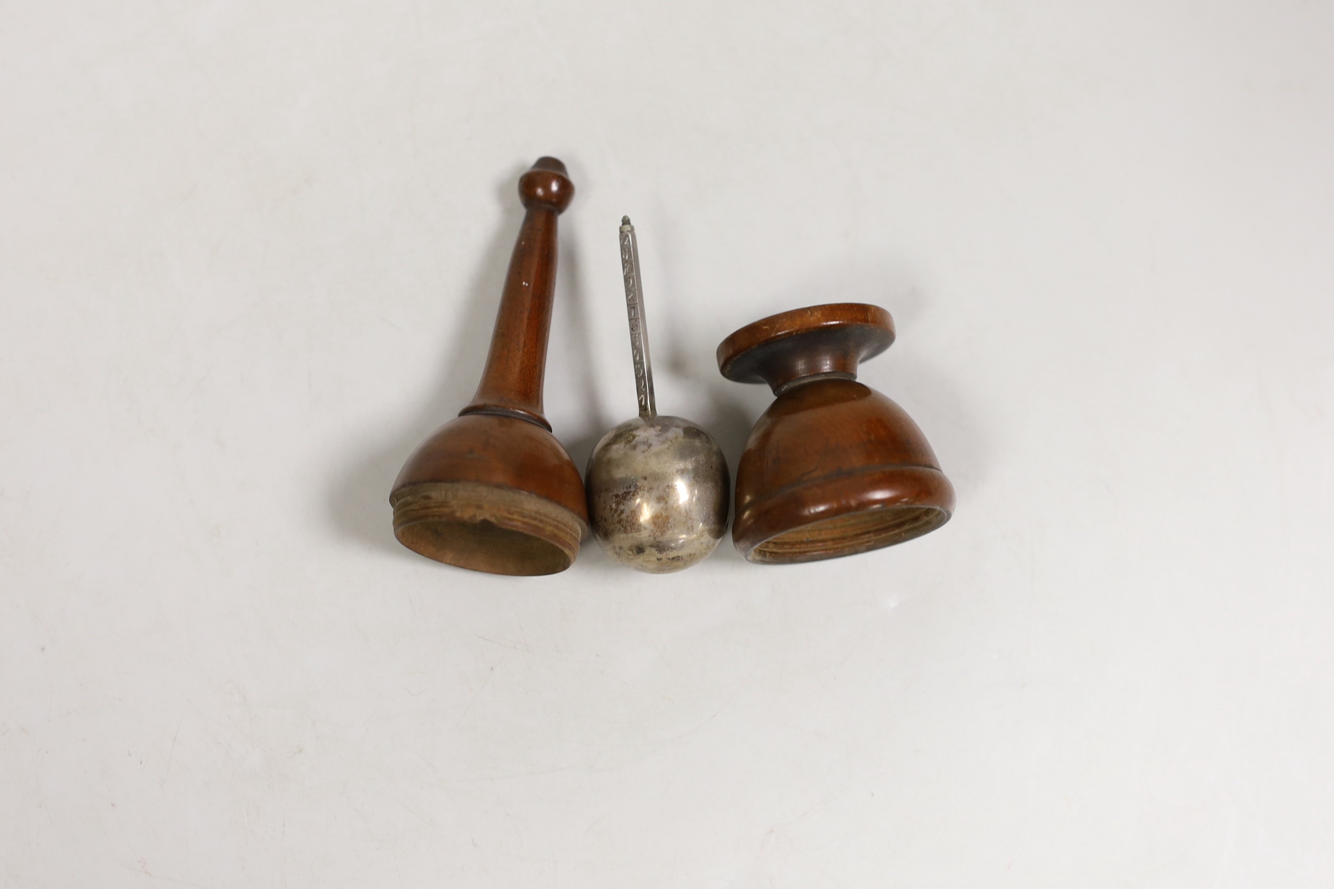 Treen specific gravity measure. 12cm tall